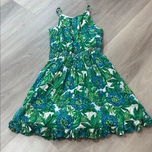 Janie and Jack Green Floral Kids Dress